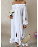 Romashka - Інтернет магазин жіночого одягу | Сукня "Монтеррей" на плечі ROMASHKA Біла, Колір: Білий, Розмір одягу: S|M