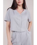 Romashka - Інтернет магазин жіночого одягу | Блуза укорочена вільного крою з V-подібним вирізом "Флорида" сіра, Колір: Сірий, Розмір одягу: M|L