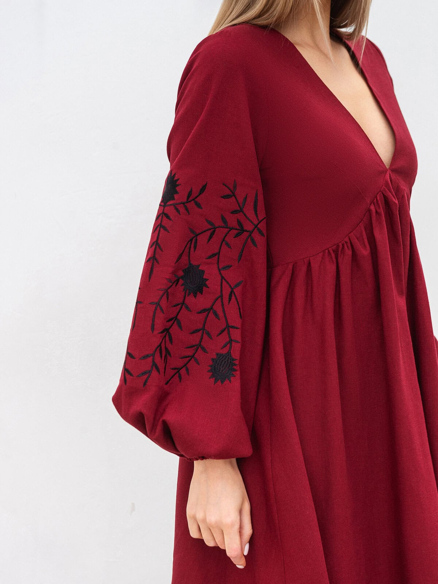 Romashka - Інтернет магазин жіночого одягу | Сукня з вишивкою "Калькутта" ROMASHKA Бордовий, Колір: Бордовий, Розмір одягу: XS, num: 19172